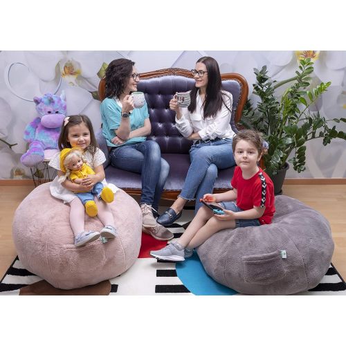  [아마존베스트]KROCO Stuffed Animal Storage Bean Bag Chair Cover for Kids - Bean Bags Chairs Plush Toys - Stuff Animals Beanbag Toy Storage -Cool Decor Toddler Room for Girls Princess - Baby Pink