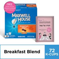 MAXWELL HOUSE Maxwell House Breakfast Blend K-Cup Coffee Pods, 18 ct Box (Pack of 4) and free The Marvelous Mrs. Maisel Limited Edition Passover Haggadah