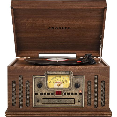 크로슬리 Crosley CR704B-WA Musician 3-Speed Turntable with Radio, CD/Cassette Player, Aux-in and Bluetooth, Walnut