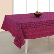 ShalinIndia Tablecloth 60 x 90 Inches for 4-6 Seater 6 Feet Rectangular Center Dining Table in Indian Cotton Cloth Floral Print with Dusty Rose Border