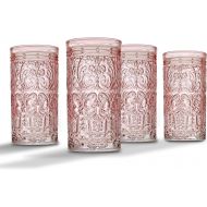 [아마존베스트]Jax Highball Beverage Glass Cup by Godinger - Pink - Set of 4