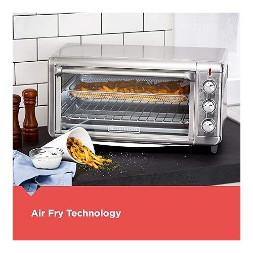  BLACK+DECKER 8-Slice Crisp 'N Bake Air Fry Toaster Oven, TO3265XSSD, 5 Cooking Functions, 60 Minute Timer, Stainless Steel