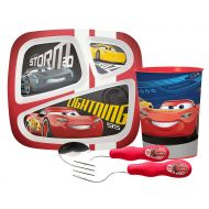 Zak! Designs Disney Pixar Cars 3 Dinnerware Set Includes Sectioned Plate, Tumbler Cup, Fork & Spoon Featuring Lightning McQueen & Jackson Storm! BPA-free, 4 Pc Set.