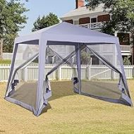 MISC Grey 10x10 Folding Screened Sun Shelter Canopy by Modern Contemporary Square Steel Portable