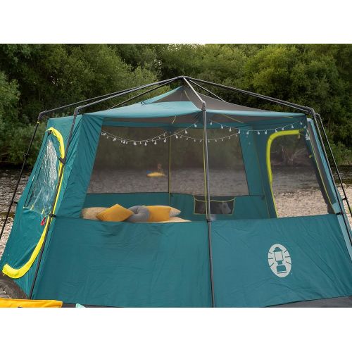 콜맨 Coleman Tent Octagon, 6 Man Festival Dome Tent, 6 Person Family Camping Tent with 360° Panoramic View, Stable Steel Pole Construction, Sewn-in Groundsheet, 100 Percent Waterproof