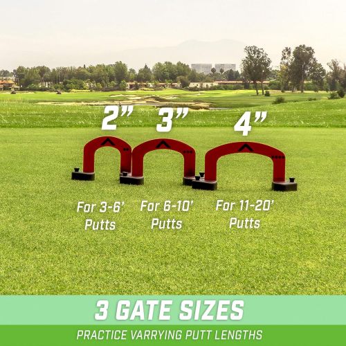  GoSports Align Putting Gates Practice Set: Includes 3 Premium Metal Gates (2 / 3 / 4) - Use on The Green or at Home, Red
