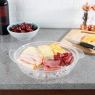 Classic Cuisine 82-KIT1086 Cold Serving Tray Platter with Ice Chamber, Lid and 3 Compartments-Chilled Divided Bowl for Fruit, Veggies, Cheese, and More, Clear