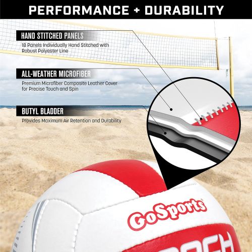  GoSports Pro Series Beach Volleyball - Regulation Size & Weight with Bonus Air Pump (Choose Single Ball or Six Pack with Mesh Bag)