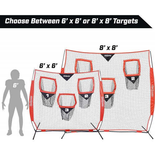  GoSports Football Trainer Throwing Net Choose Between 8 x 8 or 6 x 6 Nets Improve QB Throwing Accuracy - Includes Foldable Bow Frame and Portable Carry Case