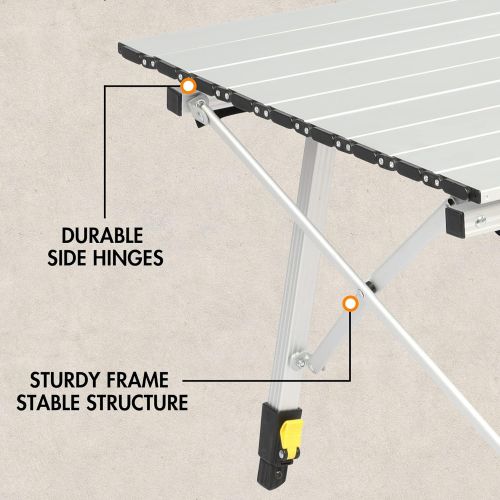  [아마존베스트]PORTAL Outdoor Folding Portable Picnic Camping Table with Aluminum Legs Adjustable Height Roll Up Table Top Mesh Layer