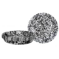 Crow Canyon Home Enamelware Pasta Plate, 10.5, Black & White Marble (Set of 4)