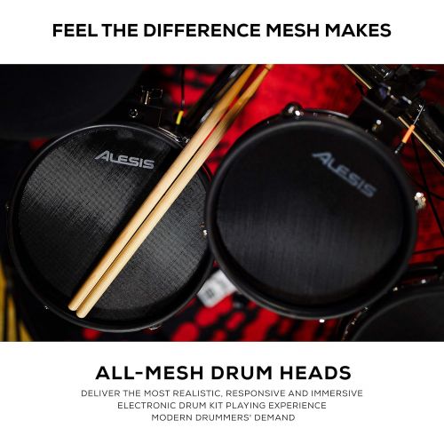  [아마존베스트]Alesis Command Mesh Kit | Electronic Drum Kit with Mesh Heads, Chrome Rack & Command Drum Module with 70 Kits, 600+ sounds 60 Play Along Tracks, Custom Sample Loading and USB/MIDI