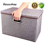 Baseshop Storage ContainerOrganizer bin Collapsible,Large FoldableLinen Fabric Gray Boxwith...