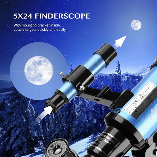  AOMEKIE Telescopes for Kids 2 Eyepieces 150X Telescopes for Astronomy Beginners Adults with Smartphone Adapter Moon Filter 3X Barlow 70mm Travel Telescope Astronomy Childrens Day G