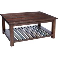 Ball & Cast Densmore Wood Coffee Table with Lower Slatted Shelf, Burnt Sugar