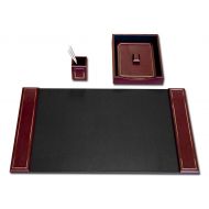 Dacasso Leather with 24-Karat Gold Tooling Desk Set, 3-Piece, Burgundy
