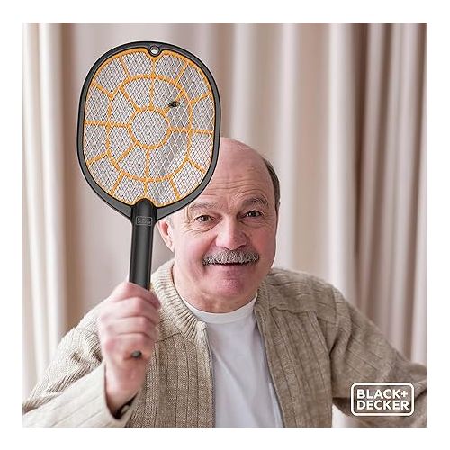  BLACK+DECKER Bug Zapper Fly Swatter Electric for Mosquitoes Indoor Outdoor- Harmless-to-Humans Battery Operated - Handheld Bug Zapper Racket (Pack of 3)