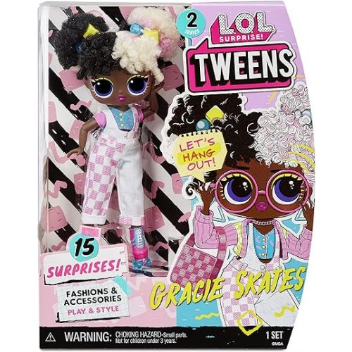  L.O.L. Surprise! Tweens Series 2 Gracie Skates with 15 Surprises Including Pink Outfit and Accessories for Fashion Toy Girls Ages 3 and up, 6 inch Doll
