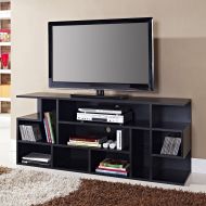 WE Furniture 60 Black Wood TV Stand Console