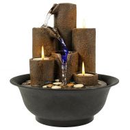 Best Choice Products Home Accent Tabletop Fountain Waterfall W/ 3 Candles and LED Lights