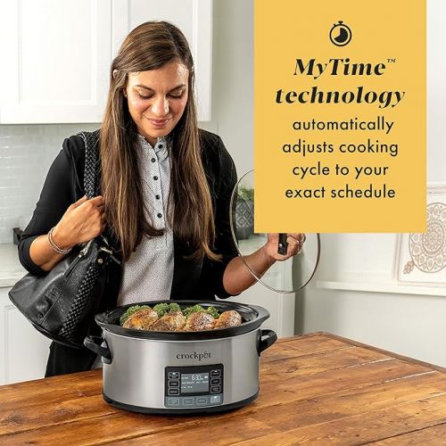 크록팟 Crock-Pot MyTime Technology 6 Quart Programmable Slow Cooker and Food Warmer with Digital Timer, Stainless Steel (2137020)