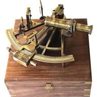 Antique German Working Model Brass Sextant Marine Sea Collectible Nautical Telescope Navigational Instrument with Compass and Telescope Home & Office Decor