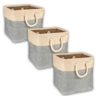 Top Amaze Collapsible Canvas Storage Bin Baskets for Toys, Clothes, Blankets, Towels, Vanity, Closet, Under Bed...