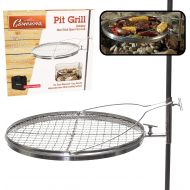 Camerons Campfire Pit Grill - Open Fire Swivel Camping Grill with XL Non-stick Grilling Surface and Carrying Bag - Great for 4th of July