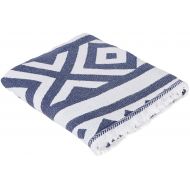 Bersuse 100% Cotton - Venice Turkish Towel - Bath Beach Fouta Peshtemal - Mandala Boho Hippie - Dual-Layer Handloom Pestemal - 39X71 Inches, Dark Blue