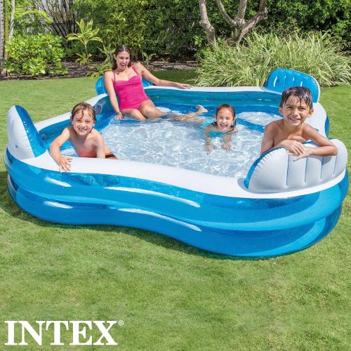 인텍스 Intex 12-56475NP Swim Center Family Lounge Inflatable Pool, 90 X 90 X 26, for Ages 3+