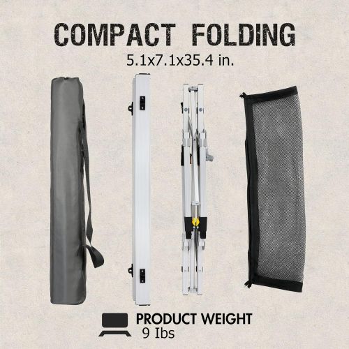  [아마존베스트]PORTAL Outdoor Folding Portable Picnic Camping Table with Aluminum Legs Adjustable Height Roll Up Table Top Mesh Layer
