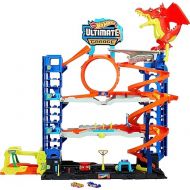Hot Wheels City Toy Car Track Set Ultimate Garage with 2 Die-Cast Toy Cars & Car-Eating Dragon, Stores 50+ Vehicles, 4 Levels