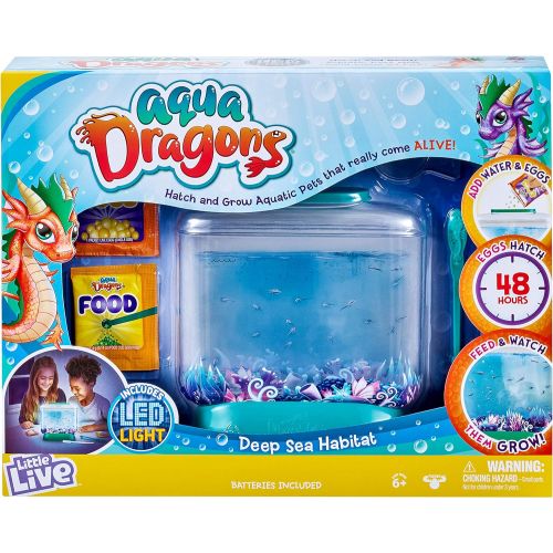  [아마존베스트]Little Live Pets Little Live Aqua Dragons - Deep Sea Habitat - LED Light Up Tank Hatch and Grow Aquatic Pets