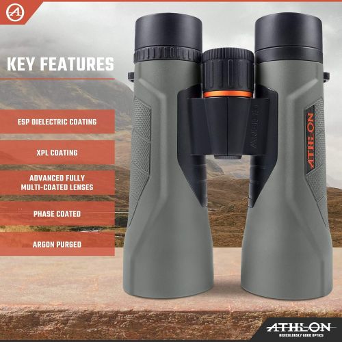  Athlon Optics Argos G2 12x50 Gray HD Binocular for Adults and Kids, Waterproof, Durable Binoculars for Bird Watching, Hunting, Concert, Sports