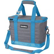 CleverMade Collapsible Cooler Bag with Shoulder Strap: Insulated Leakproof 30 Can Portable Soft Beverage Tote with Bottle Opener for Camping, Lunch, Beach, Picnic; Grey/Blue, 20L