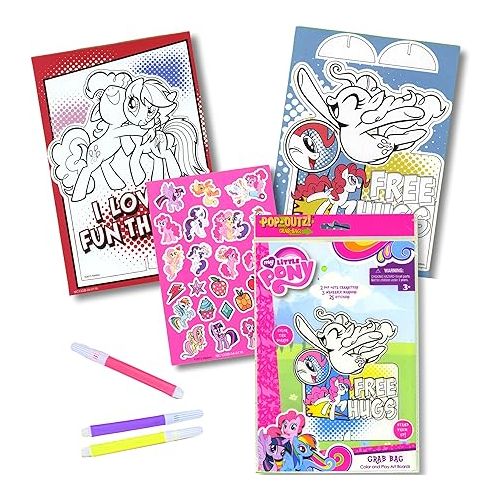 마이 리틀 포니 My Little Pony Coloring Book with Take-N-Play Set - 96-page Coloring Book, My Little Pony Stickers, and Markers