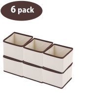 YBM HOME Fabric Closet/Dresser Drawer Storage Foldable,Organizer, Cube Basket containers Bin for Underwear, Socks, Bras, Tights, Scarves,Ties Leggings Lingerie Natural/Brown Trim 2