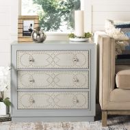 Safavieh CHS6410B Home Collection Aura Light Grey and Nickel 3 Chest of Drawers