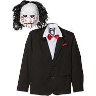 Smiffys Mens Saw Jigsaw Costume, Mask, Jacket, Mock Waistcoat & Shirt, Size: M, Color: Black, 20493