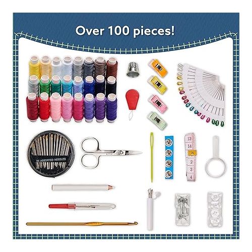  ARTIKA Sewing Kit for Adults and Beginners - Needle and Thread Kit with Sewing Accessories and Portable Case for Travel, Family with Scissors, Thimble, Thread, Tape Measure etc（106 PCS）