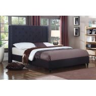 Best Master Furniture YY129 Vero Tufted Wingback Platform Bed, Queen Black