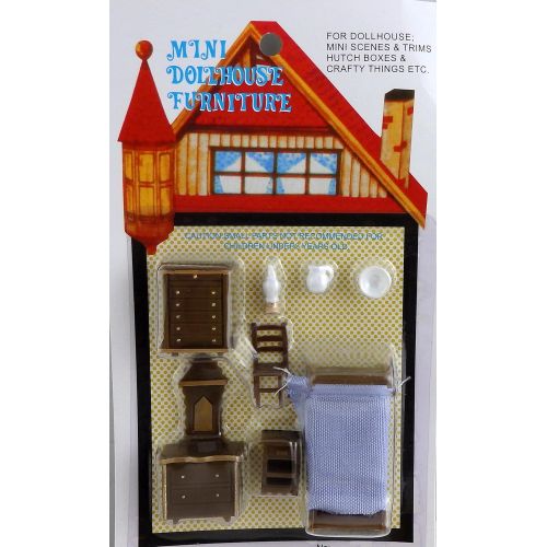  AZTEC IMPORTS Dollhouse Minaiture 1:48 Scale Plastic Bedroom Furniture Set Suite