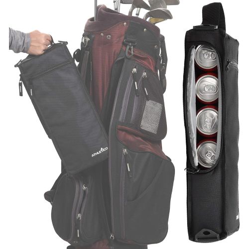  Athletico Golf Cooler Bag Soft Sided Insulated Cooler Holds a 6 Pack of Cans or Two Wine Bottles (Black)
