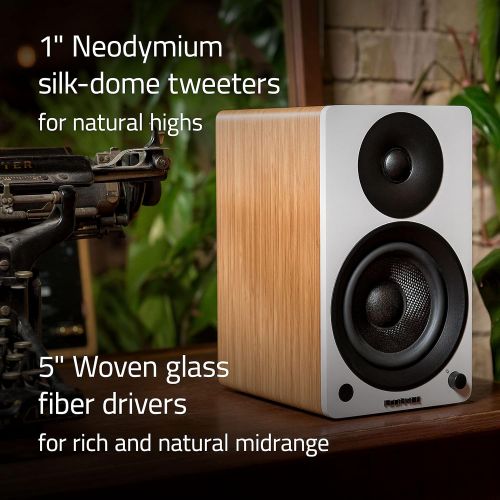  Fluance Ai41 Powered 2-Way 2.0 Stereo Bookshelf Speakers with 5 Drivers, 90W Amplifier for Turntable, TV, PC and Bluetooth 5 Wireless Music Streaming with RCA, Optical & Subwoofer