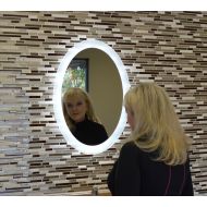 Mirrors and Marble LED Side-Lighted Bathroom Vanity Mirror: 20 Wide x 28 Tall - Commercial Grade - Oval - Wall-Mounted