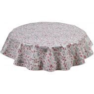 Freckled Sage Oilcloth Products Round Freckled Sage Oilcloth Tablecloth in Cherry Blossom Silver - You Pick the Size!