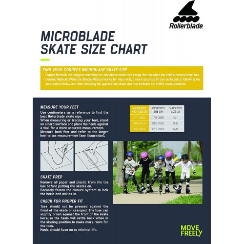 롤러블레이드 Rollerblade Microblade Kids Adjustable Fitness Inline Skate, Black/Green, Junior, Youth Performance Inline Skates