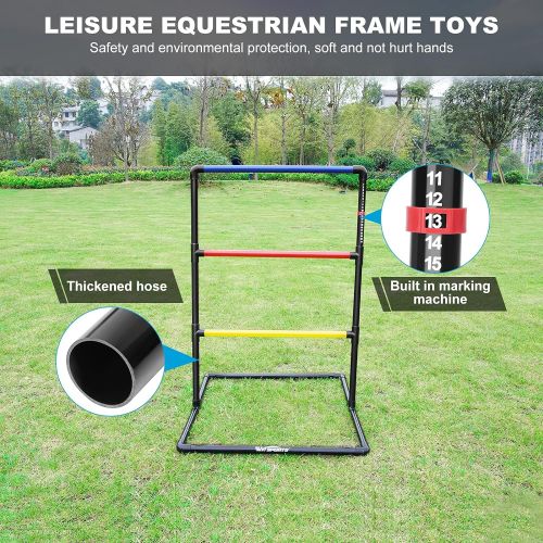  WIn SPORTS Ladder Toss Outdoor Game Set Indoor Ladder Ball Toss Game with 6 Weighted Bolos, Carrying Case and Sand Weighted PVC Piping,Games for Adults, Kids, Family