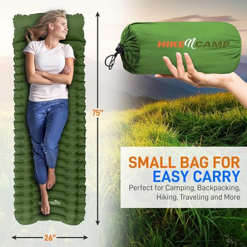  SereneLife Backpacking Air Mattress Sleeping Pad - Self Inflating Waterproof Lightweight Sleep Pad Inflatable Camping Sleeping Mat w/Carrying Bag - for Camping, Backpacking, Hiking - Sereneli