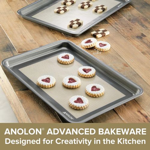  Anolon Advanced Bakeware Silicone Baking Mat Set, 2-Piece, Clear with Gray Border: Kitchen & Dining